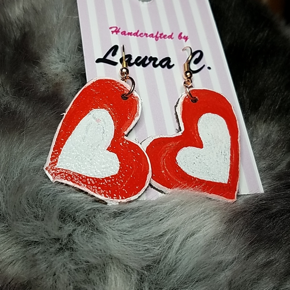 Hearts & leather earrings